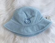 light blue faux shearling bucket hat, brand new with tags
