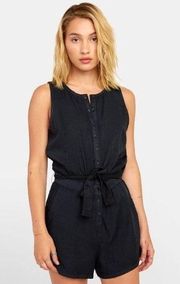 RVCA Women's Sleeveless Black Latter Lounge Shorts Romper With Belt Size M