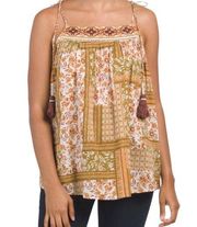 Nicole Miller NEW Boho Tassel Tie Tank