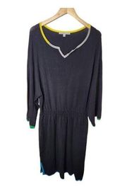 Adrienne Vittadini black sweater dress color trim size XL