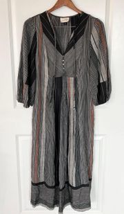 Long Sleeve Boho Striped Dress Size M