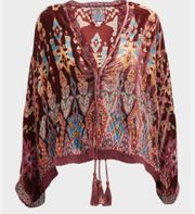 Johnny Was Dazy Burnout Velvet and silk Kimono w/ Tassels NWT