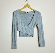 Gray Boutique Wrap Crop Sweater Size M NWT