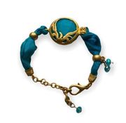 Genuine turquoise gemstone bracelet, gold-plated