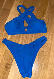 SheIn Blue Halter Bikini Top And Bottom