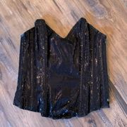 Y2K Goth Vampy Renaissance lolita Corset Top sequins black tie back XL