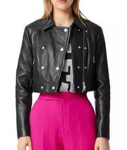 NWT Maje Beverly cropped leather jacket