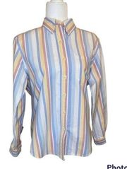 L.L. Bean Women’s pastel stripe color button up shirt Size Small Regular