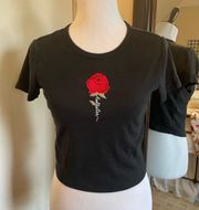 Hollister Small Black Rose Baby Tee