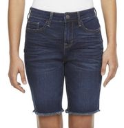 Dark Wash Blue Denim Mid-Rise Bermuda Raw Hem Shorts 6