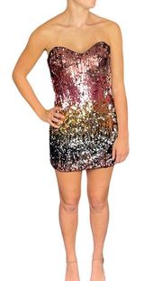 SEQUIN OMBRE SWEETHEART MINI COCKTAIL DRESS