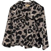 Notations Blazer Jacket Medium Black Gray Animal Print Polyester Spandex