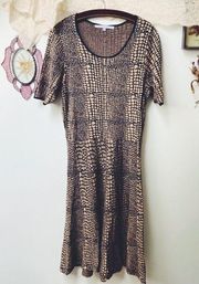 Luxe by  Reptile Print Knit Fit & Flare Sweater Dress 1X