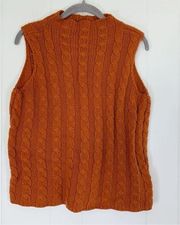 Karen Scott Rust Orange Cable Knit Sleeveless Turtleneck Sweater Vest