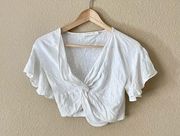 Mustard Seed White Twist Front Crop Top