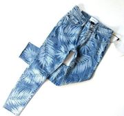 NWT Current/Elliott The Stiletto in Wily Leaf Print Raw Hem Crop Skinny Jeans 24