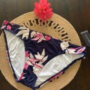 Nautica floral Bikini Bottom LARGE pink blue swimwear