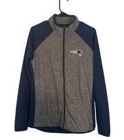NFL Blue & Gray Boston Patriots Football Full Zip High Neck Jacket Women Sz S