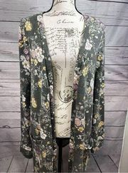 Agnes & Dora large gray with flower patterned open cardigan - 2454