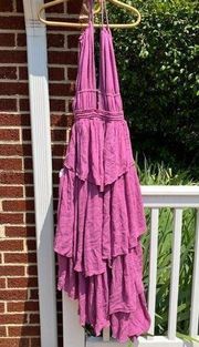 Free People Drop Dead Beauty Tiered Maxi Dress Plum Purple Women's Medium