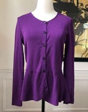 Lafayette 148 Purple Peplum Cardigan M