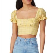 Capulet Keyla Yellow Plaid Puff Sleeve Crop Top XL