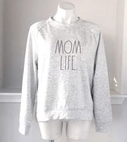 Rae Dunn Sweatshirt “MOM LIFE” Heather Grey Long Sleeve Loungewear Size L NWT