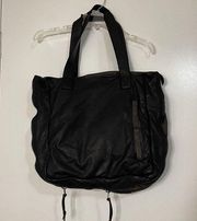 ALLSAINTS Black soft cow leather shoto zip tote bag