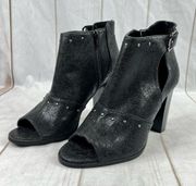 Simply Vera Vera Wang Open Peep Toe Chunky Heel Ankle Dress Booties BLACK size 7