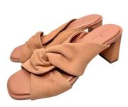 Caslon Sandals Size 7 Coral Suede Leather Crisscross Open Toe Block Heel Slip On