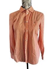 KATE SPADE Orange Pinstripe Button Down Shirt Size 8