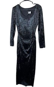 Vintage All That Jazz Black Crushed Velvet Wrap Dress Size Medium