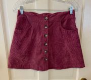 NWT  Magenta corduroy button down skirt