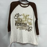 Ariat baseball tee womens eyelet sleeves bling studded cowgirl top xxl y2k