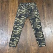 Mavi Jeans Co. Juliette Mid-Rise Camo Green/Black Cuffed Skinny Cargo Jeans