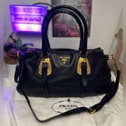 Prada Bauletto satchel Bag Black Soft Calf Leather