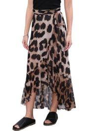 Ganni Wrap Skirt Women's Size 38(US Size 6) Brown Leopard Print Casual Maxi