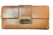 Cole Haan Brown Leather MultiPocket-Slotted Tri-Fold Style Clasp Wallet