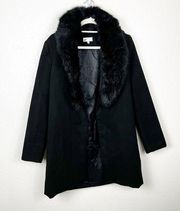 Revolve By the Way Black Faux Fur Collar Coat Size Medium