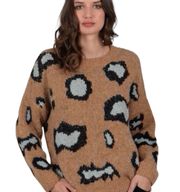 Oversized Fuzzy Leopard Print Crewneck Sweater