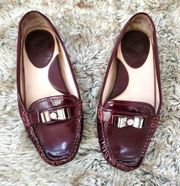 Vince Camuto Palmira Burgundy Patent Leather Retro Driver Loafers Size 9 1/2