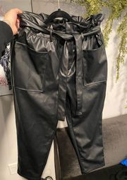 Faux Leather Paperbag Pants