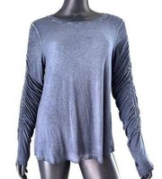 Cable & Gauge Blue Top Long sleeve Crew neck NWT Small MSRP $58.00, Arm Detail