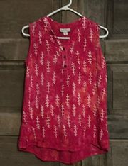 Charlie Paige tank top embroidered with 3 buttons pink and orange. Size Large