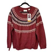 Weatherproof Vintage Women's Red Fairisle Pullover Sweater Plus Size XXL NWT