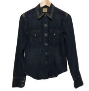 BKE The Buckle embroidered denim shirt size small