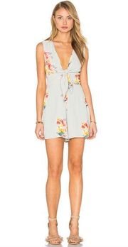 Privacy Please Womens Size Small Rivington Romper In Mint Floral Tie Front