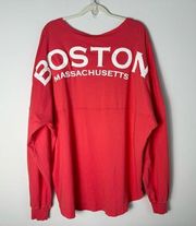 Spirit Jersey Boston Massachusetts Coral XXL Loose Long Sleeve Pink Spellout