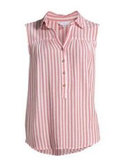 Time and Tru Womens Sleeveless Buttoned Down Shirt Size S 4-6 Pesch Stripe New