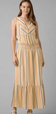 NWT PRANA California Dreaming Dress Golden Hour Stripe Small 100% Organic cotton